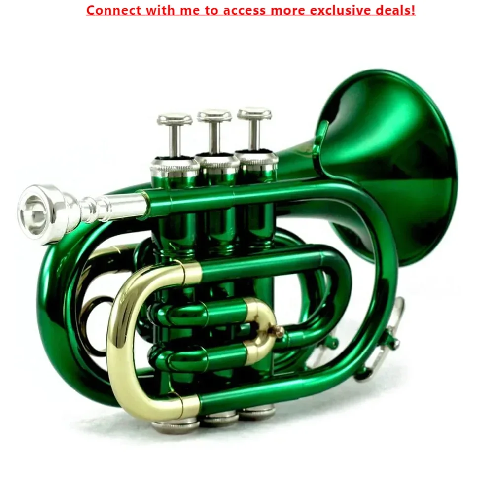 

SEASOUND OEM Mini Pocket Trumpet Green BB Tone Brass Instrument JYPT406GR Trompette
