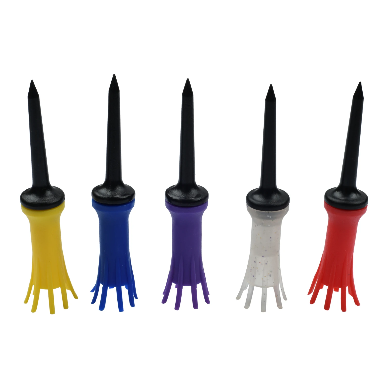 1/5 Pcs Golf Tees Golf Ball Holder Rubber Plastic Multi Color Elastic Reset Low Resistance 86-96mm Golf Sports Accessories