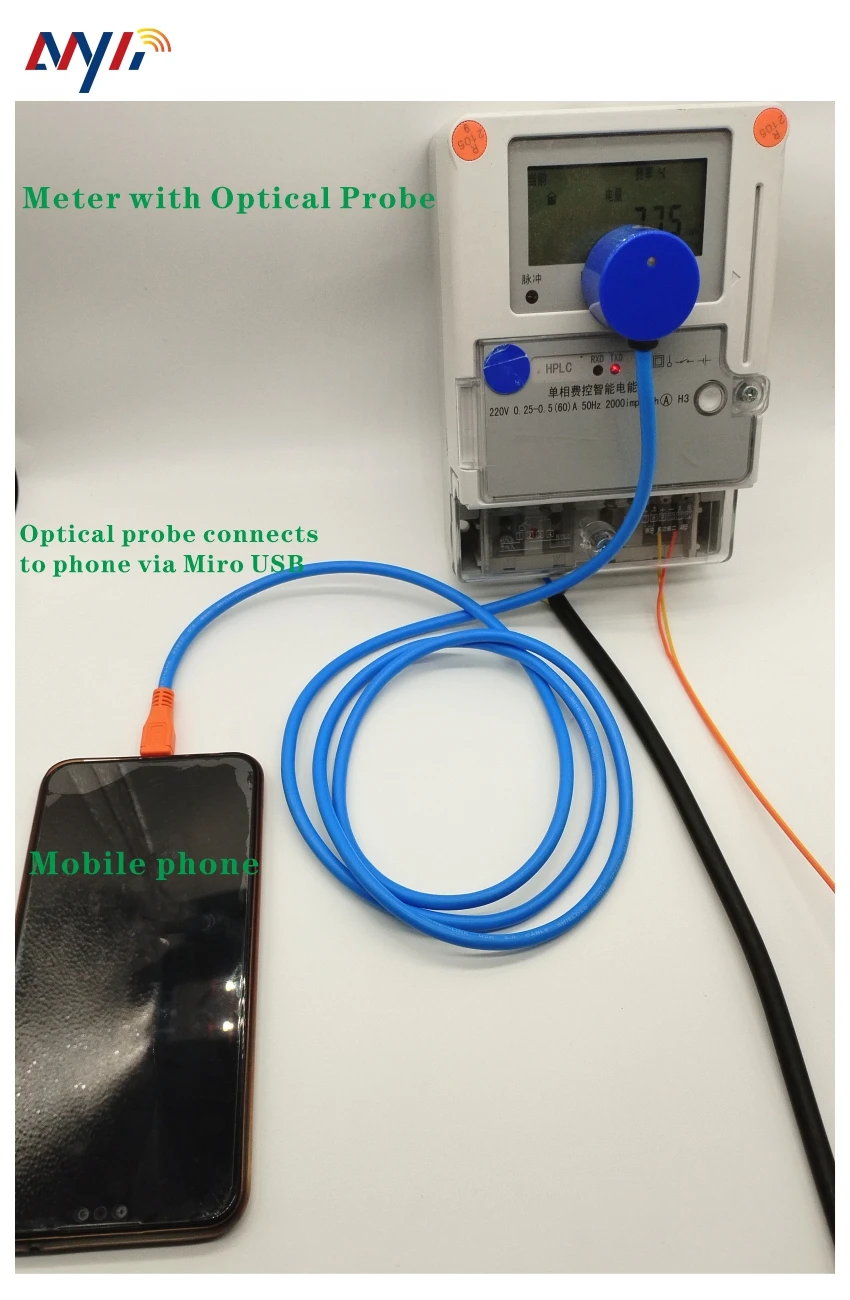 STS pré-pagamento Energia medidor Medidor de calor Micro USB IR sonda óptica ANSI C12.18 IEC1107 EN62056 Android Mobile Device