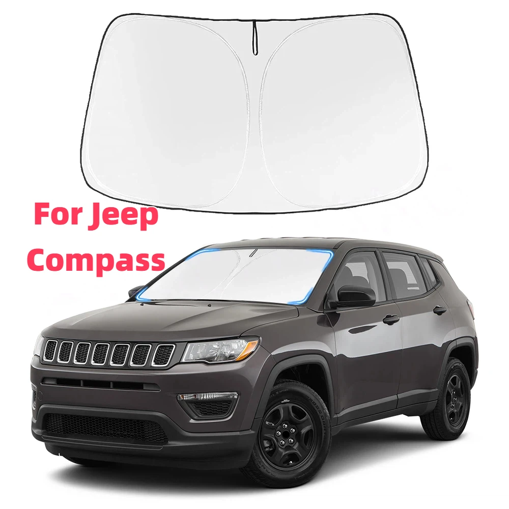 

Car Windshield Sun Shade Covers Visors Auto Front Window Sunscreen For Jeep Compass 2017-2022 2023 2024 Sunshade Accessories