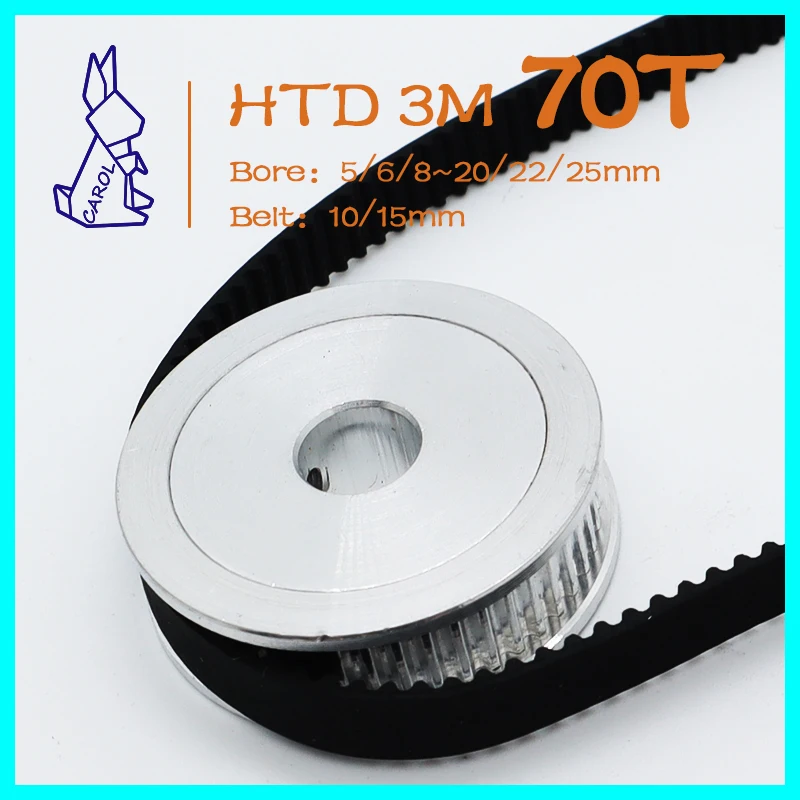 

70T 70Teeth HTD3M Gear Pulley Wheel Belt Width 10/15mm Bore 5/6/8~20/22/25mm HTD 3M 70 Teeth Synchronous Pulley 3M Timing Pulley