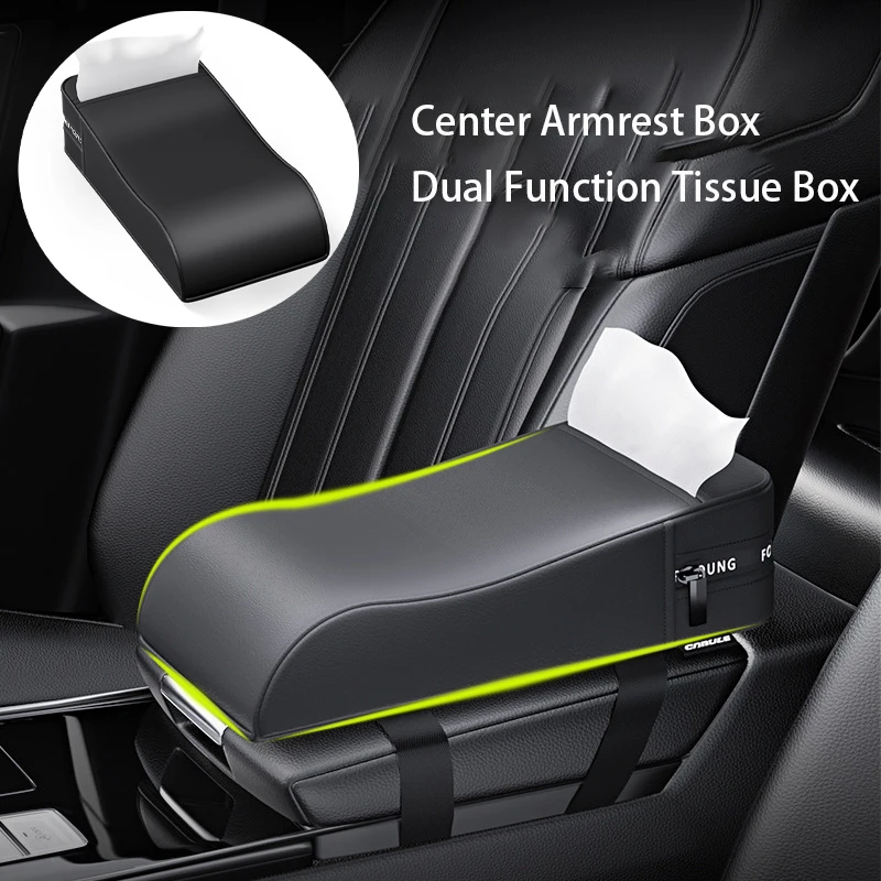 

Center Armrest Box Dual Function Tissue Box Universal Raised Leather Pad Comfort Armrest Right Elbow Support Car Interior 2023