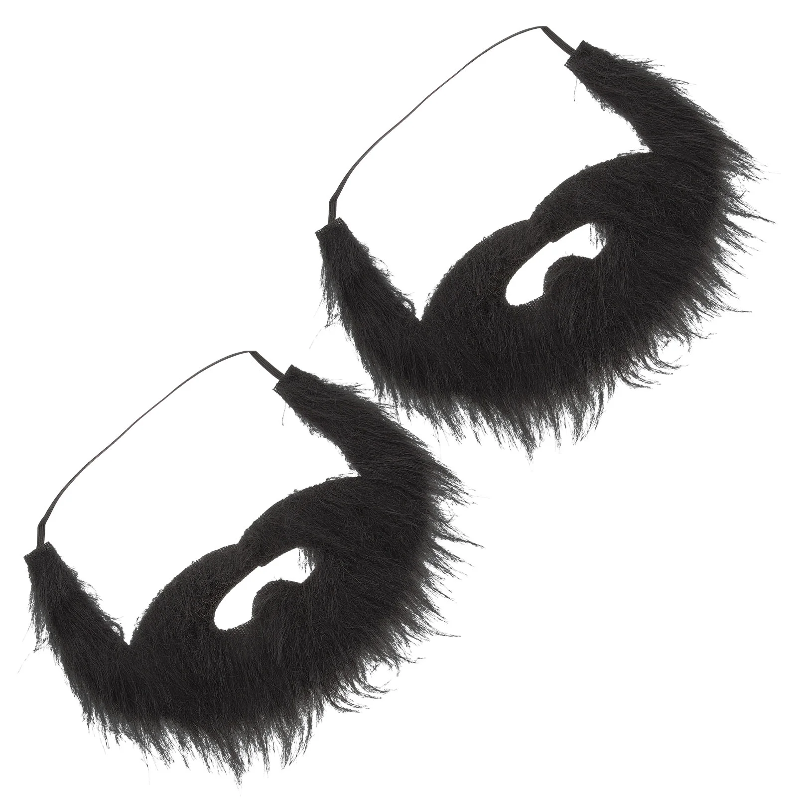 2 Pcs Fake Beard Party Supply Lint Mustache Stage Cosplay Movie Props Decorative Costume Carnival