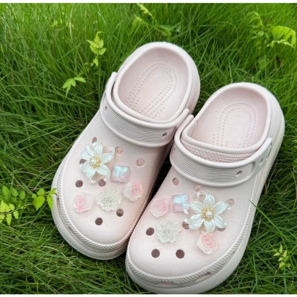 10pcs Flower Set Girls Women Shoe Charms DIY Hole Shoes Detachable Buckle Garden Shoes Accessories Festival Gift