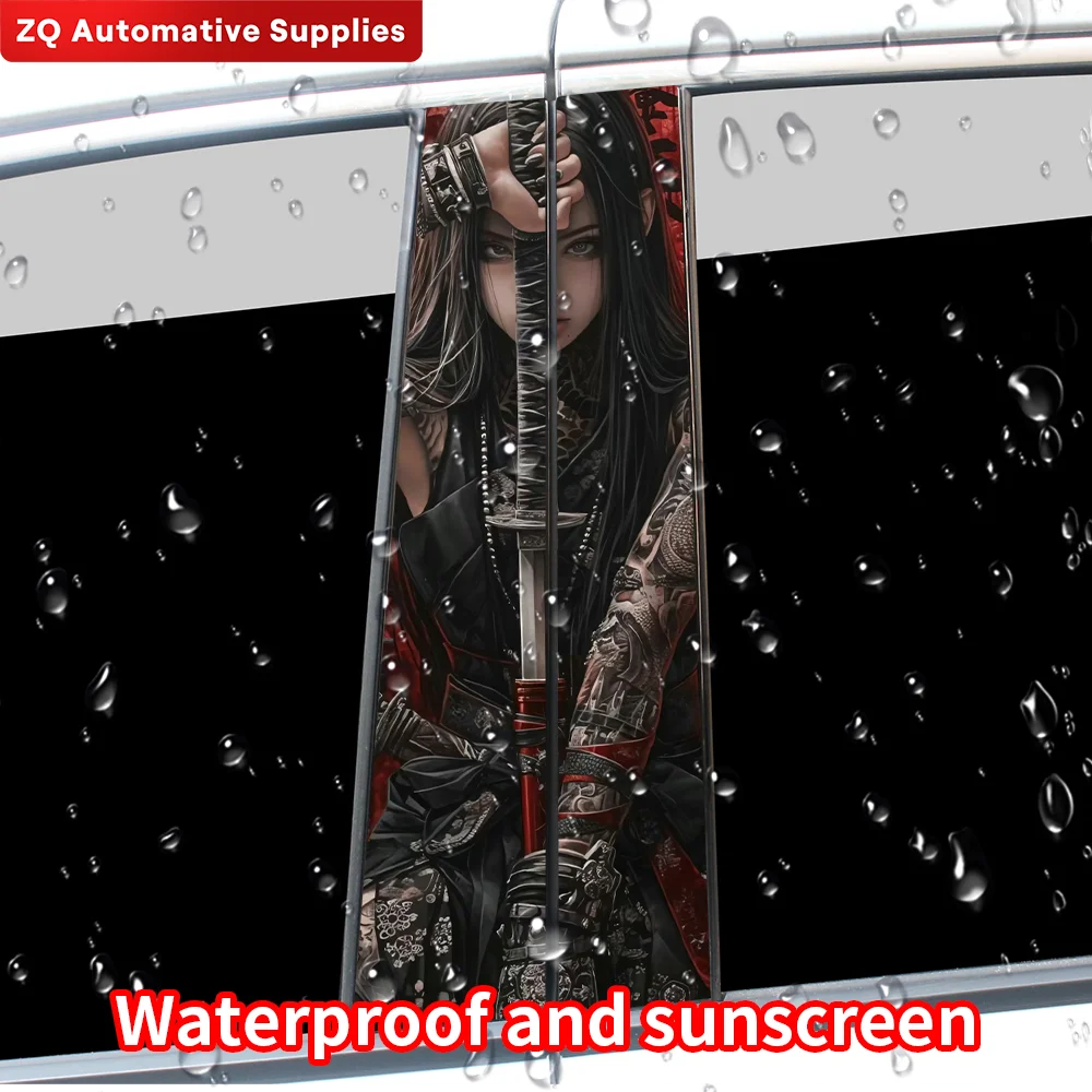 Female Samurai Car Stickers Auto B Pillar Waterproof Funny Decoration Cover Scratches Sunscreen Car Doors Pillar Vinyl Decals