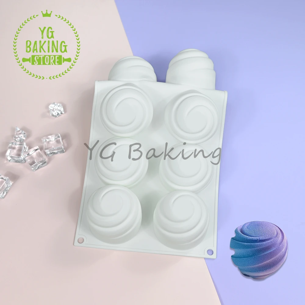 Dorica 8 Cavity 3D Spiral Sphere Pudding Mousse Mould DIY Candy Chocolate Silicone Mold Cake Decorating Tools Kitchen Bakeware