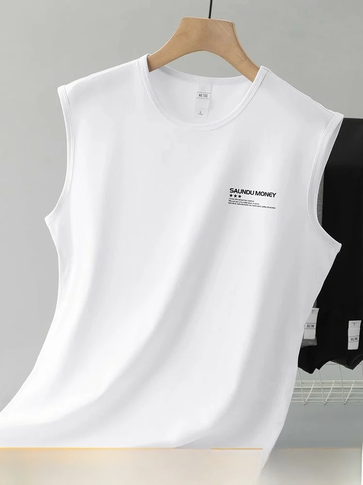 

High-End Modal White Vest Men's Summer Qui-Dry Sports Fitn Svel T-irt Moisture-ng round Ne Sweaa Tank...