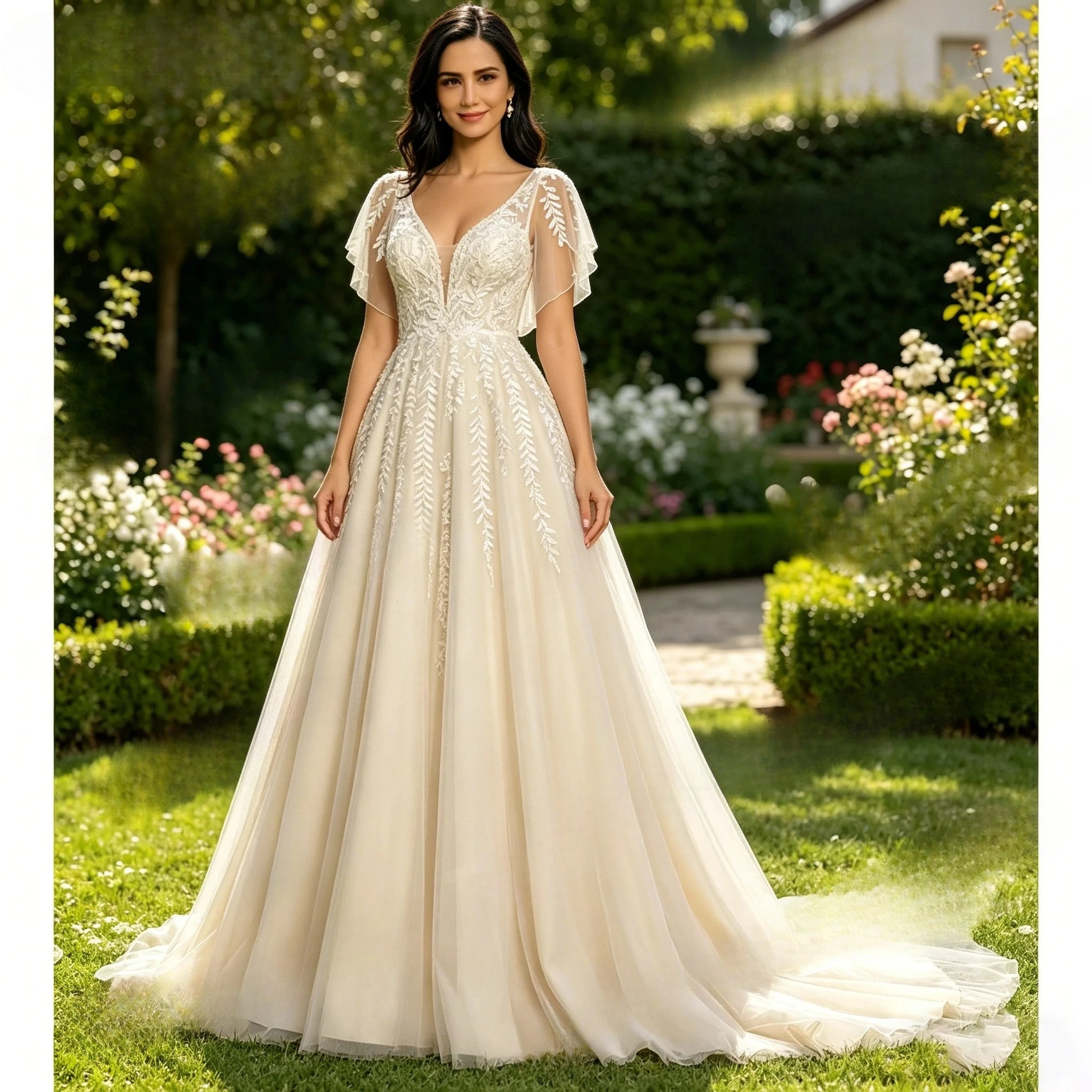 Lace Applique A Line Maternity Wedding Dress Tulle Pregnant Bridal Gown V Neck Pregnant Bridesmaid Dress Customized