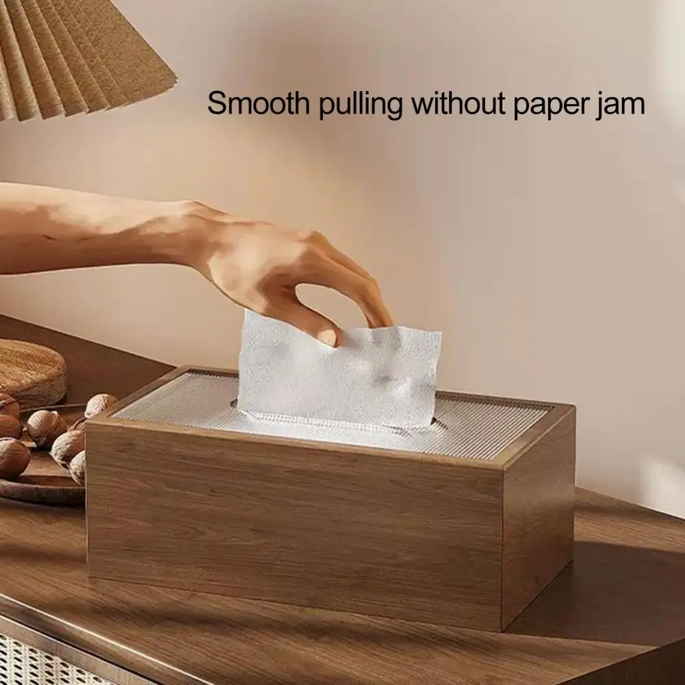 

Tissue Box for Office Chinese Style Wood Tissue Box Light Luxury Desktop Napkin Organizer with Acrylic Lid for Room