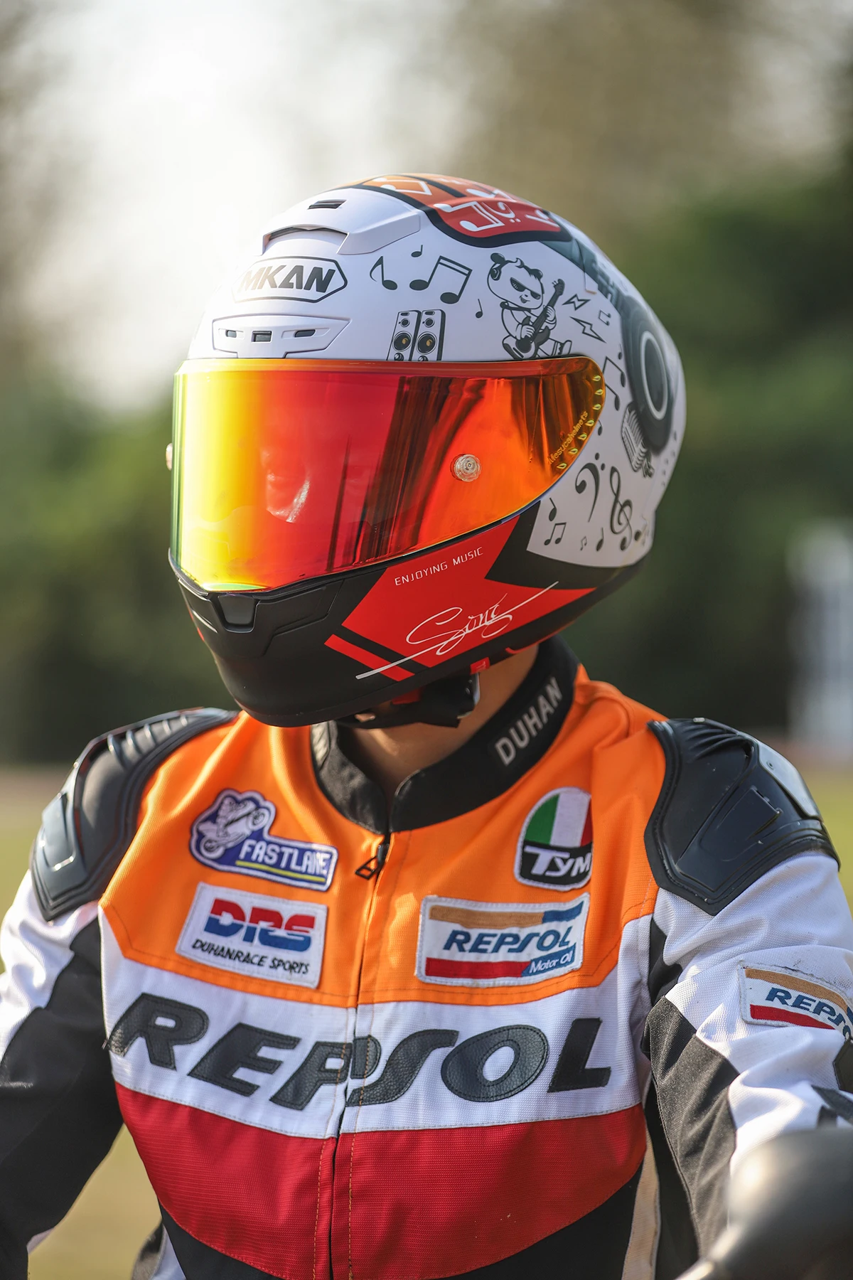 MKAN Full Face Motorcycle helmet MUSIC GUEVARA PANDA Riding Motocross Racing Motobike Helmet Casco De Motocicleta