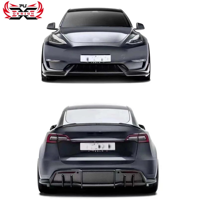 

Carbon Fiber Front/Rear Lip Side Skirts Rear Diffuser Spoiler Rear Wing Canards ADR Style Body Kit For For Tesla Model Y