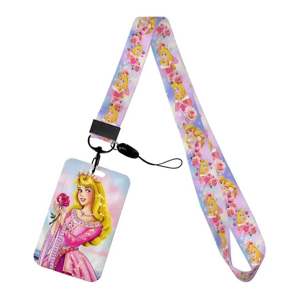 

Disney Sleeping Beauty Aurora Princess Lanyard For Keys Chain ID Credit Card Cover Bus Card Holder Charm Badge Holder Straps