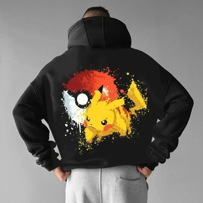 

Толстовка с принтом Пикачу на тему покемонов для мужчин и женщин, осень/зима 2022, новинка Y2K Harajuku, повседневная толстовка больших размеров, топ