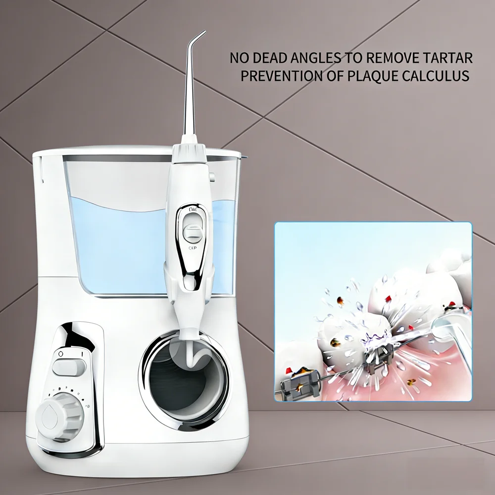 

10 Modes 800ML Large Capacity Dental Flosser, 5 Jet Tips, Countertop Oral Irrigator for Whole Family Fresh Breath