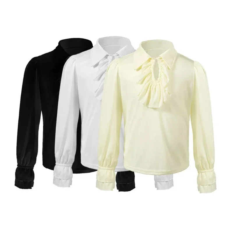 어린이 남아 중세 르네상스 빅토리아 시대 뱀파이어 코스프레 의상 어린이날 러플 해적 기사 의상 셔츠 조끼 바지;4