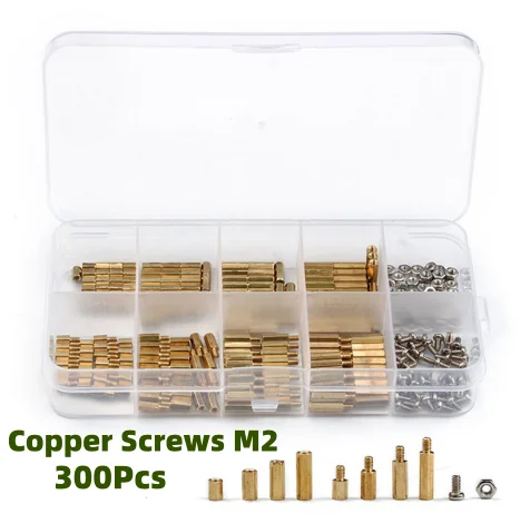 300Pcs Brass Standoff Screw Kit M2 M3 Hex Head Male/Female Spacers for PCB Motherboard Electronics Assembly