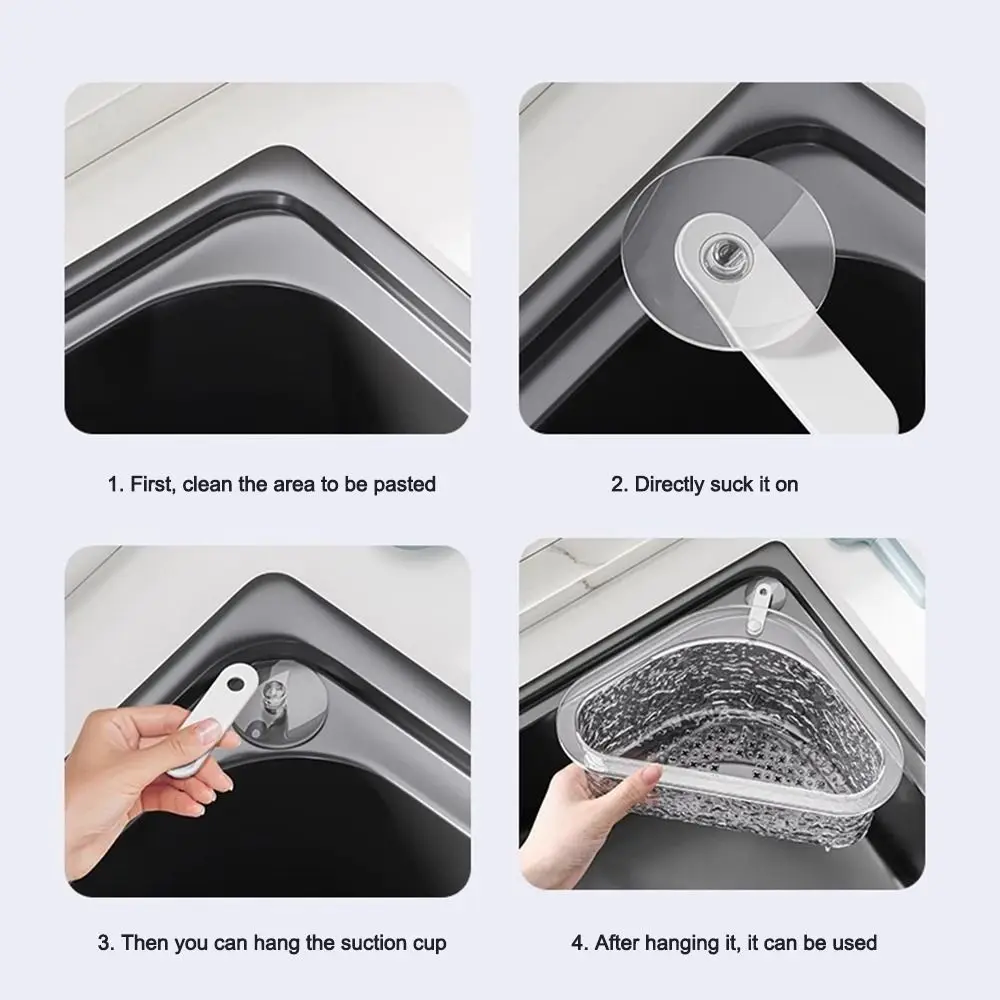 Portable Fruit Vegetable Sink Drain Basket Hanging Kitchen Supplies Filter Storage Shelf Triangle Sink Strainer Storage Rack