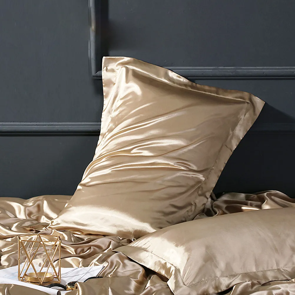 1Pair Silk Pillow Case 20x30inch Pillow Cover Ultra Soft Smooth Luxury Feel Queen Standard Pillowcase Eco Friendly