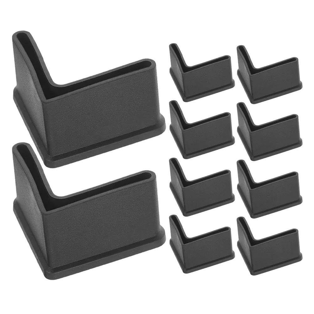 

10Pcs Furniture Leg Pads L Shaped Rubber Covers Black Non Slip Bed Frame Stool Table Floor Protectors Chair Feet Caps