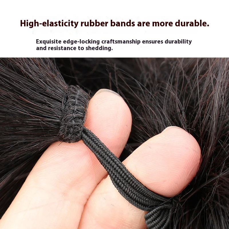 여성용 컬리 페이크 하리(자연스러운 볼륨 번 헤어스타일) 헤어밴드 포함 업두용 리얼리틱 여성용 합성 텍스처 헤어