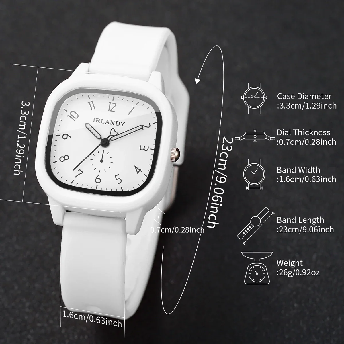Fashion Square Damen-Quarzuhr, einfaches arabisches Zifferblatt, Silikonarmband, Damen-Armbanduhren, Reloj Mujer, Mädchenuhr (ohne Box) – Detail 18