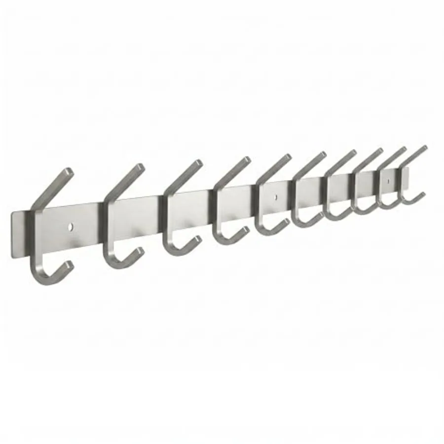 

Coat Rack Wall Mount Brushed Nickel 0 Inch Stainless Steel Hook Rail with Heavy Duty Double Coat Wall Mounted Coat Hanger for E