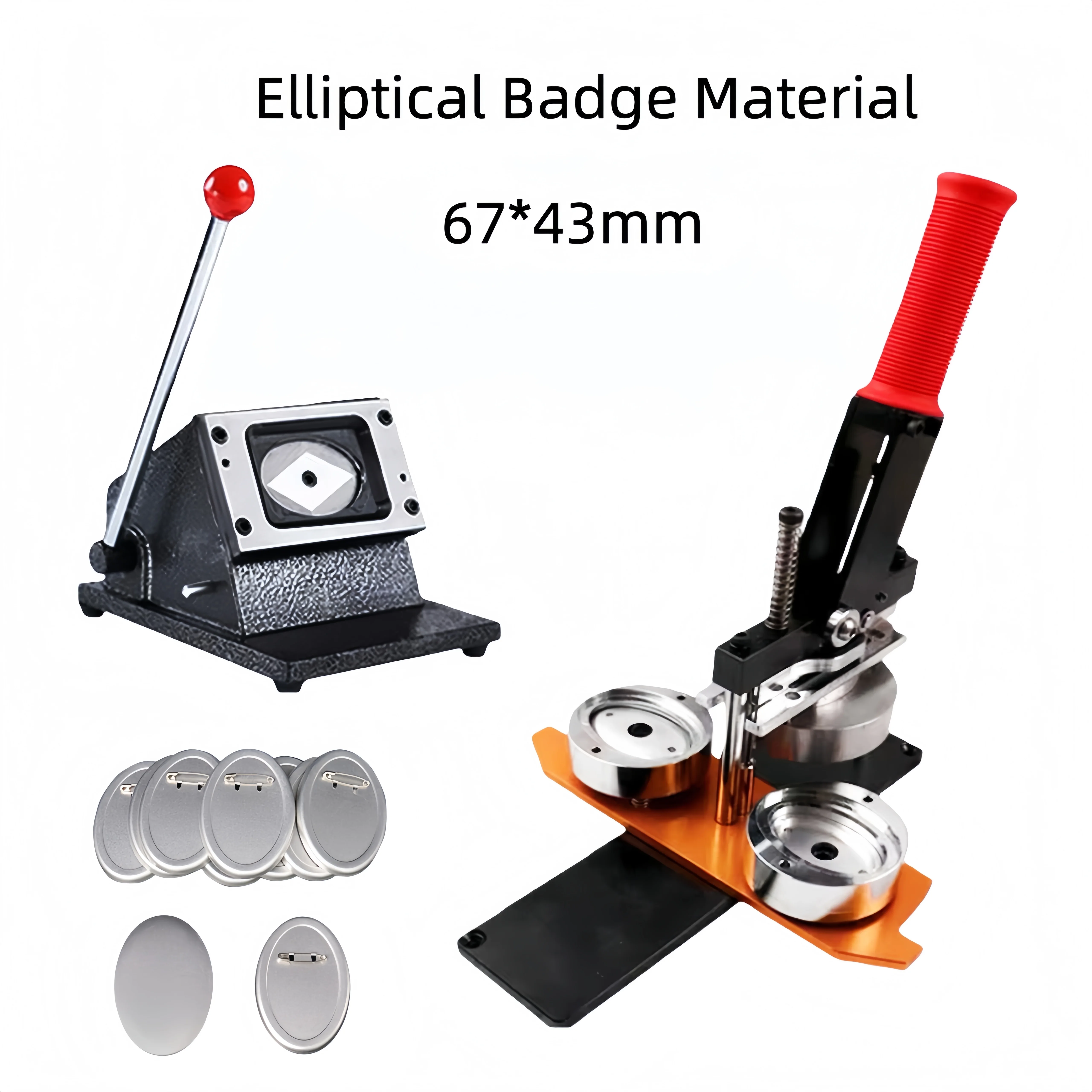 

New 67*43mm Mini Round Badge Machine - Oval Pin Badge Maker Kit With Materials, Complete Round Badge Set