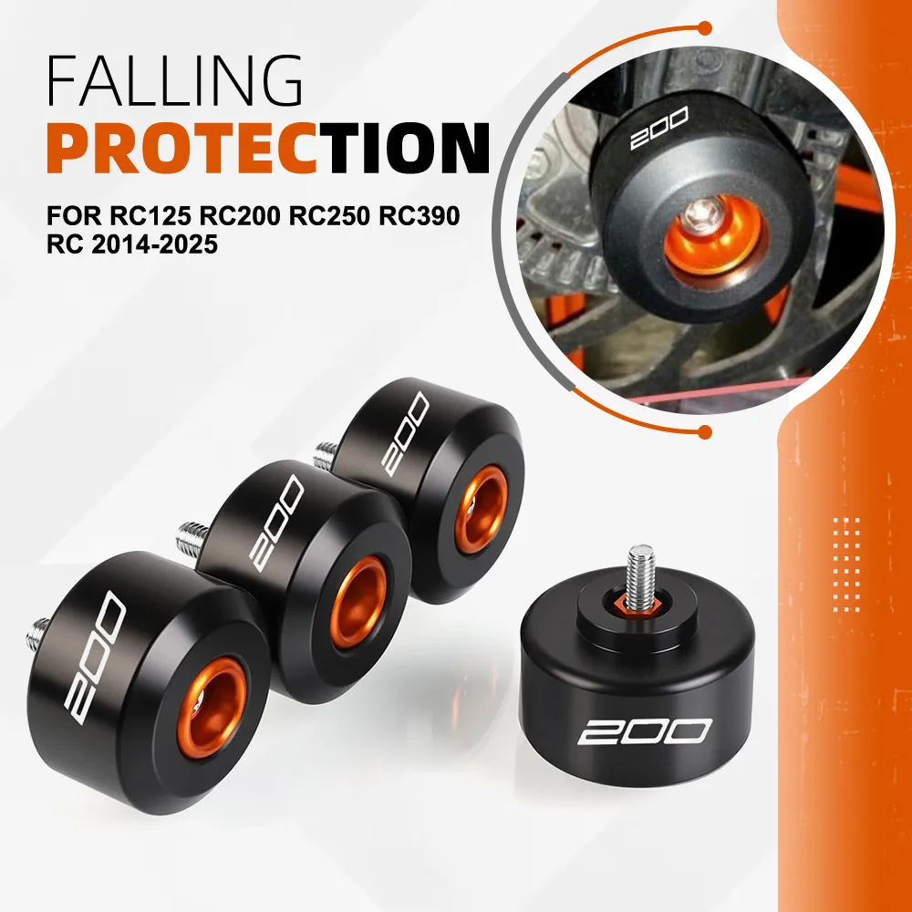 

For RC125 RC200 RC250 RC390 RC 2014-2025 2024 2023 2022 2022 2021 Motorcycle Front Rear Fork Wheel Frame Slider Crash Protector