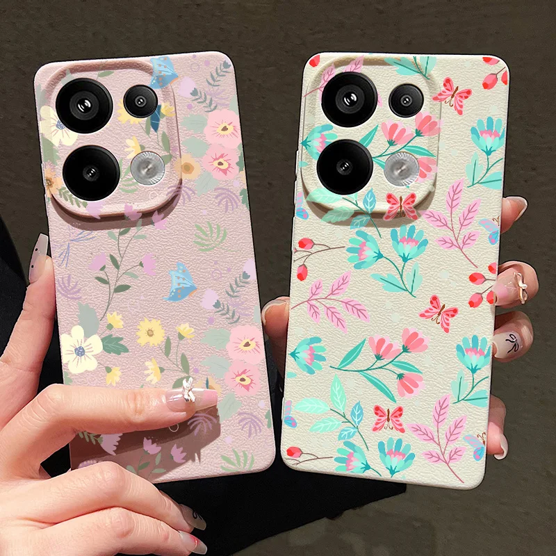 ขนาดเล็ก Buds ดอกไม้สําหรับ Xiaomi 13T Pro Funda Redmi หมายเหตุ 11 12 14 13 Pro 5G 4G หนังนุ่มซิลิโคน