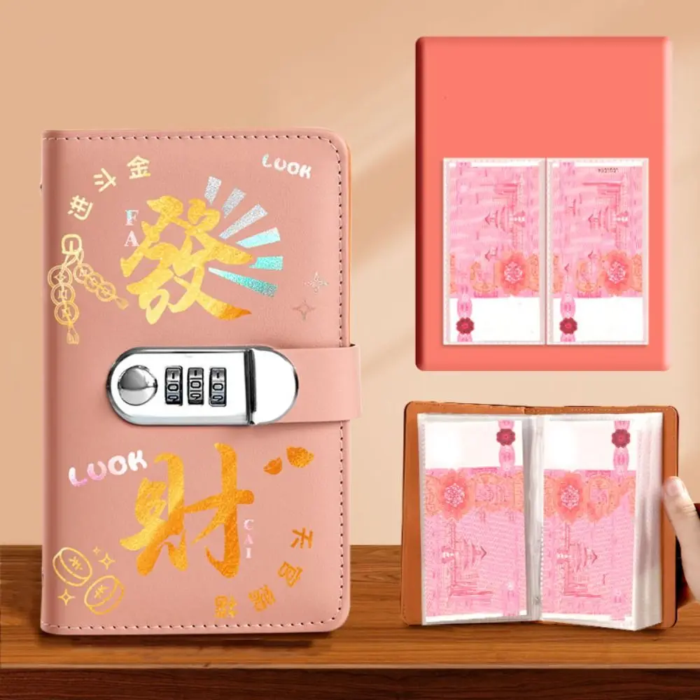 

50Sheets Saving Money Binder Portable PU Leather Budget Binder with Lock Cash Envelopes Refillable Account Book