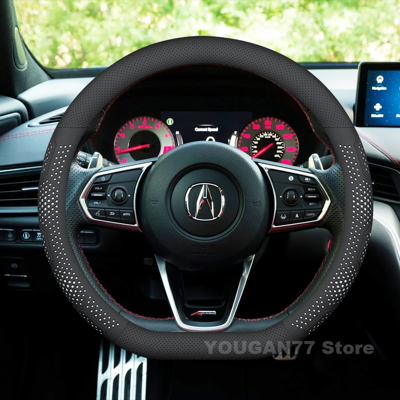 

Leather Car Steering Wheel Cover For Acura TLX Type S 2021 2022 2023 ILX RLX Non-slip Auto Steering Wheel Acura TLX Accessories