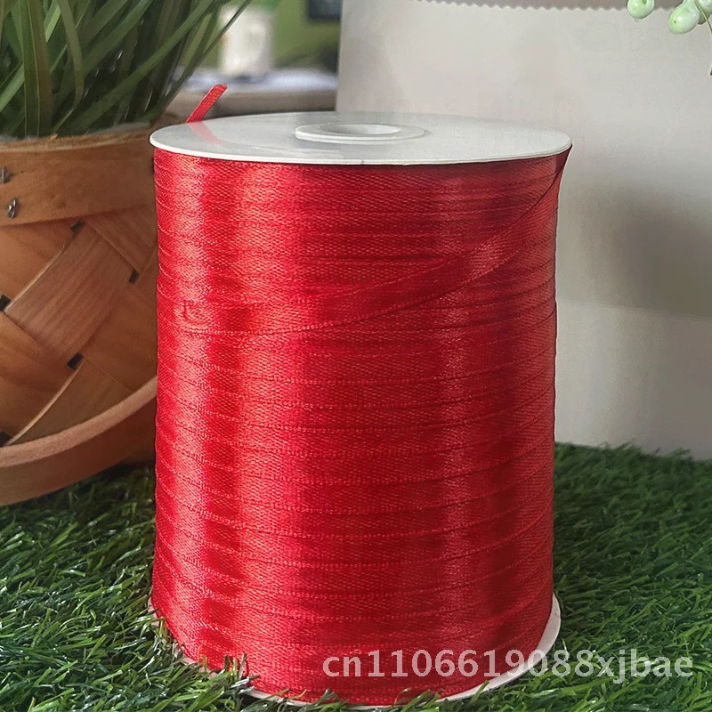 

0.3cm Big Red Ribbon Roll for Gift Tea Box And Wedding Streamer Packaging Polyester Concise Style