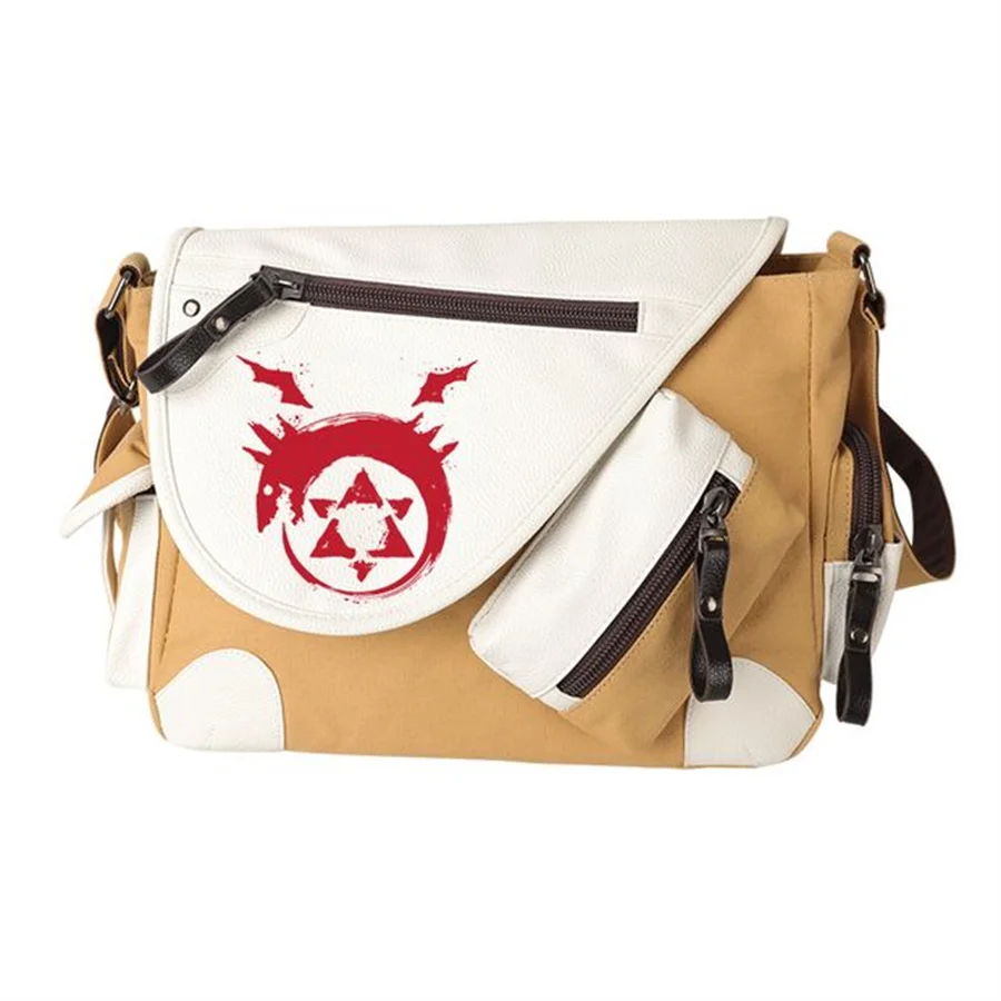 New Fullmetal Alchemist Canvas Handbag Shoulder Women Men Bag Casual Zipper Anime Crossbody Schoolbags Messenger Bag