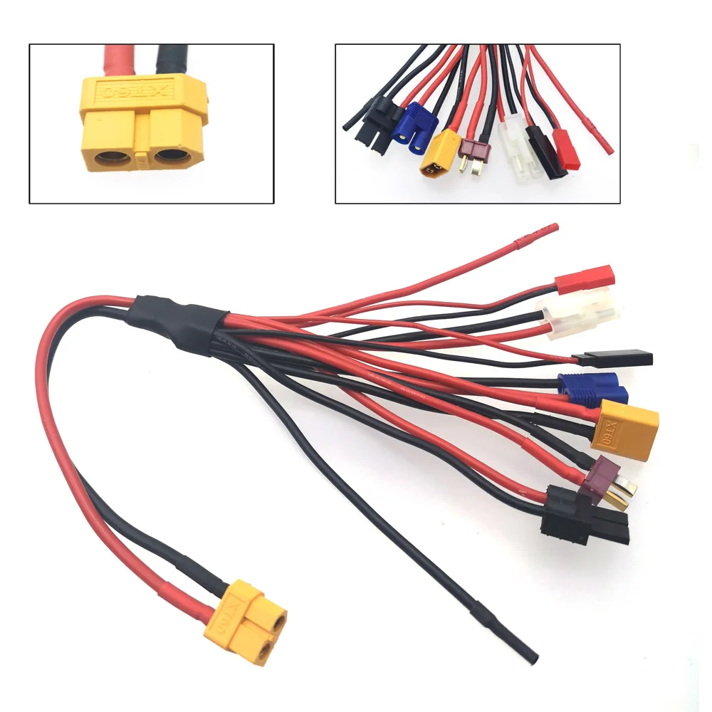 \\XT60 To XT&EC3&Jst&MRX Silicone Wire 8 In 1Conversion connector Adapter Lipo for RC Car Drone B6 Battery Charging Cabl