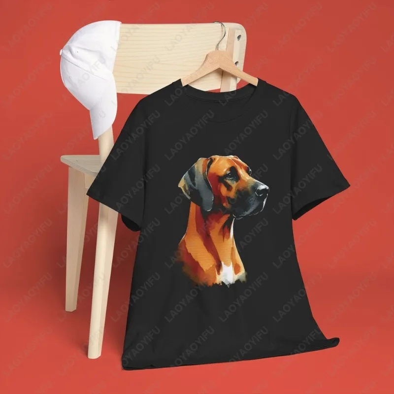 

Rhodesian Ridgeback Dog Watercolor Cotton Unisex TShirt Pet Lover Men Women Kawaii Lovely Tees All Match Vintage New Style Tops