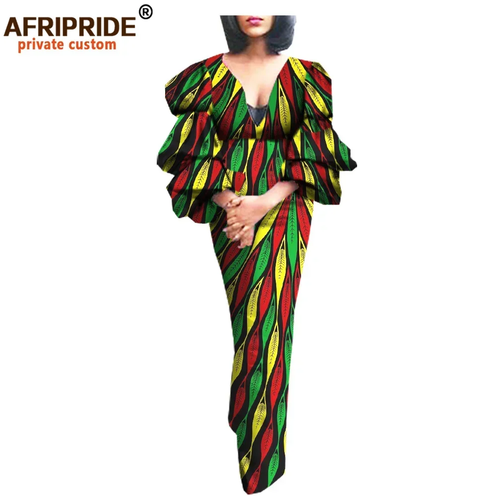 

Maxi Dress African Dresses for Women V Neck Ankara Print Dress Dashiki Outfits Floral Wear Midi Dress Pure Cotton A7225135