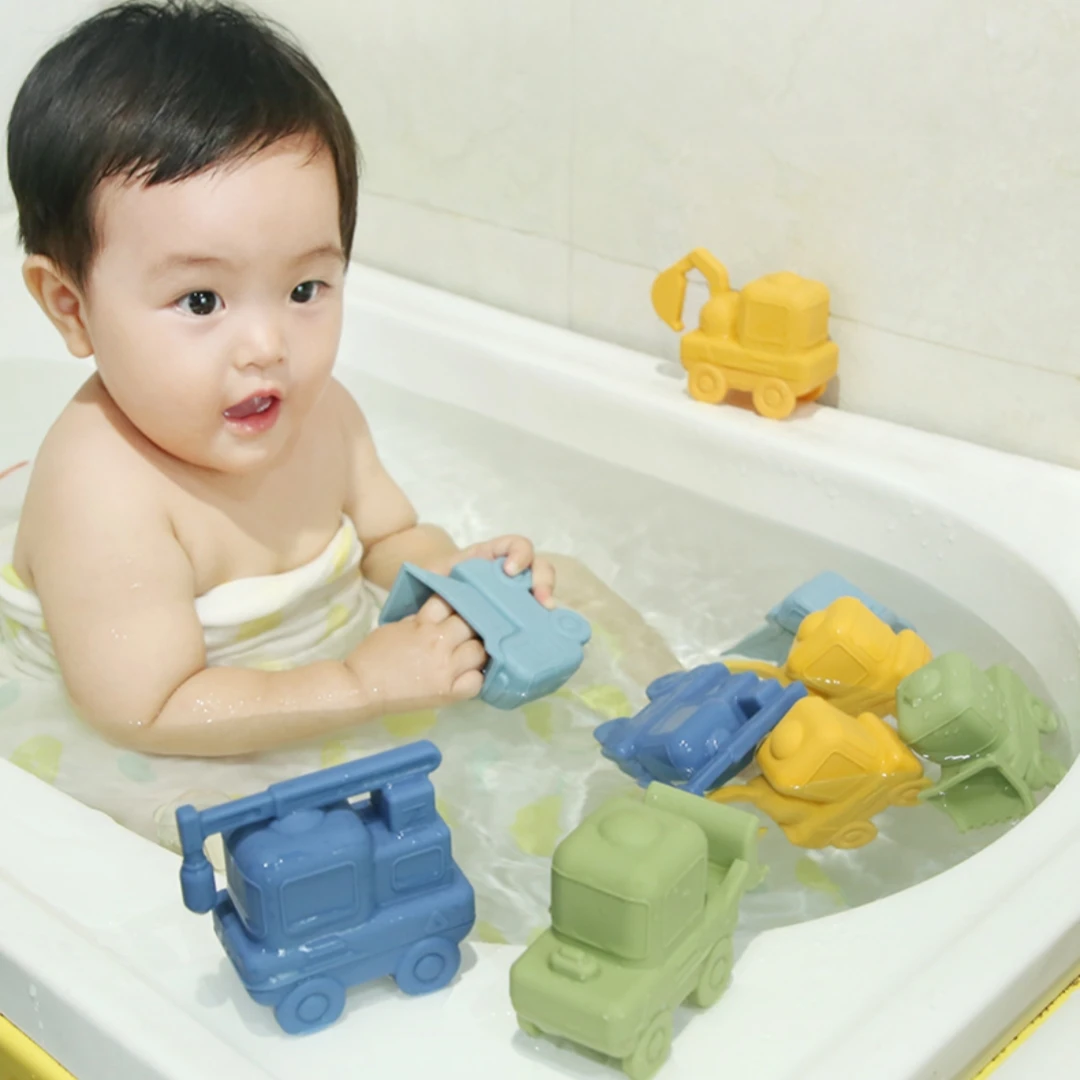 Children's Bath Engineering Car Silicone Baby Splashing Baby Bath Floating Bathroom Toys