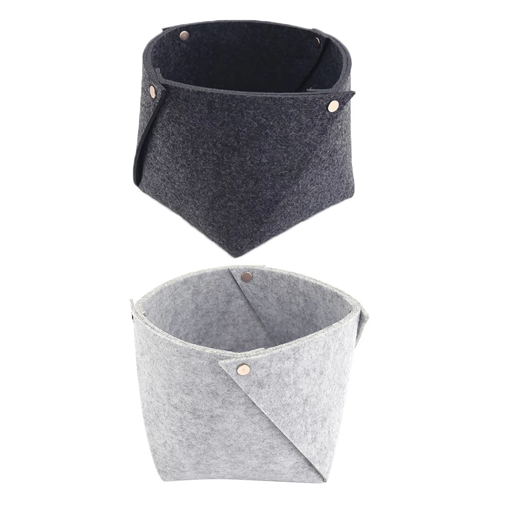 

2pcs Desk Bedside Foldable Box Plastic Container Felt Storage Basket Felt Basket Home Sundries Organizer Solution