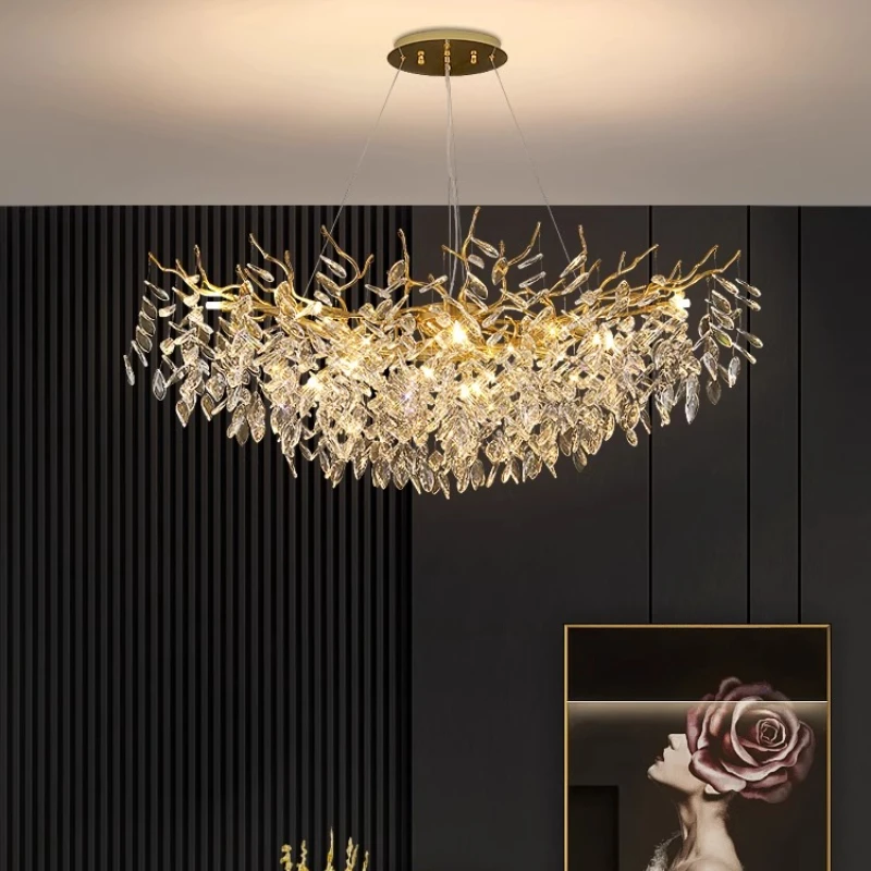 

Artpad Rectangular Crystal Chandelier Living Room Lobby Hotel Light Fixtures for Celling Chandelier Modern Decorative Led Lamps