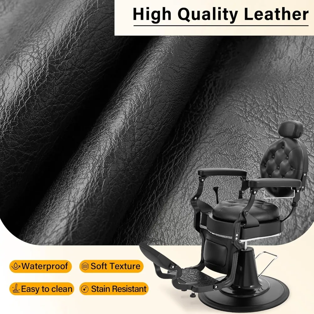 كرسي حلاقة عالي التحمل لصالون الحلاقة، كرسي صالون للاستلقاء لمصفف الشعر، 360 درجة ° مسند للقدمين ومسند للرأس قابل للتعديل #5