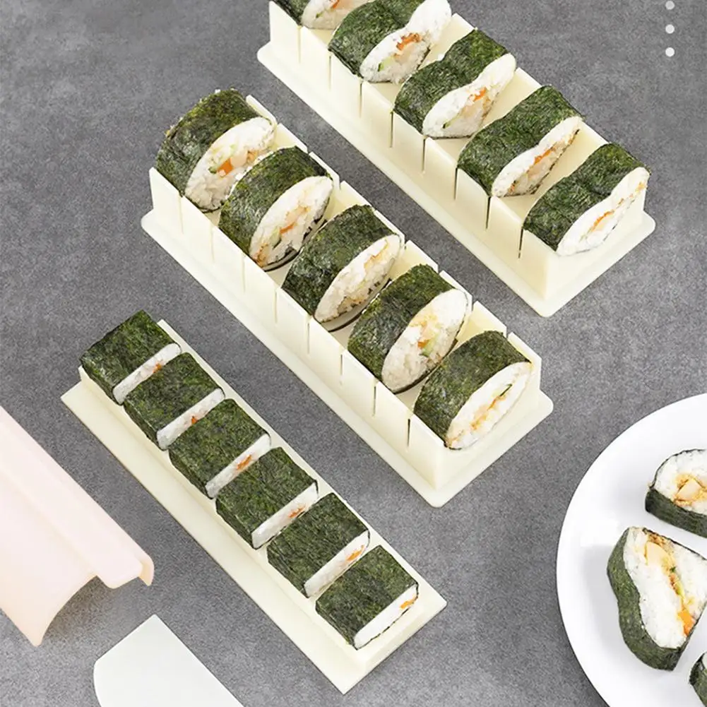 Reusable Plastic Sushi Maker Equipment Kit Round Square Heart-shaped Kimbap Sushi Rolls Mold Sushi Making Tools Cake Roll Mold