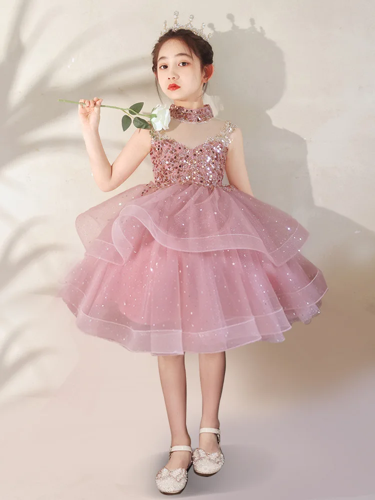 

Fashion Banquet Luxury Dresses For Girls Graduation Prom Elegant Princess Dress Child Piano Performance Formal High-end Costumes