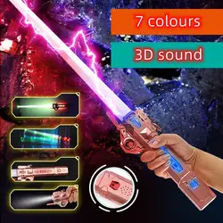 2 in 1 Lightsaber Children's Toy Laser Sword Star Flash Stick Fluorescent Stick hair Light Saber Children's Toy Sword RGB Light
