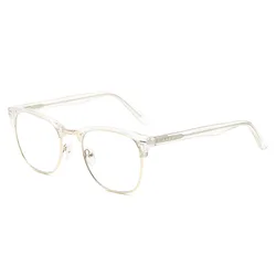 AABV-óculos grandes de meia moldura azul para homens e mulheres, óculos de computador, Big Classic, lentes ópticas transparentes falsas, transparentes, 8003