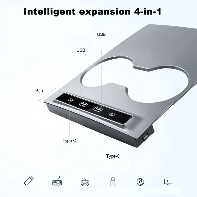 Docking Station of Center Console USB Hub For Tesla Model 3 Y 2021 2022 2023 Smart Sensor Fast Charging Adapter Accessories