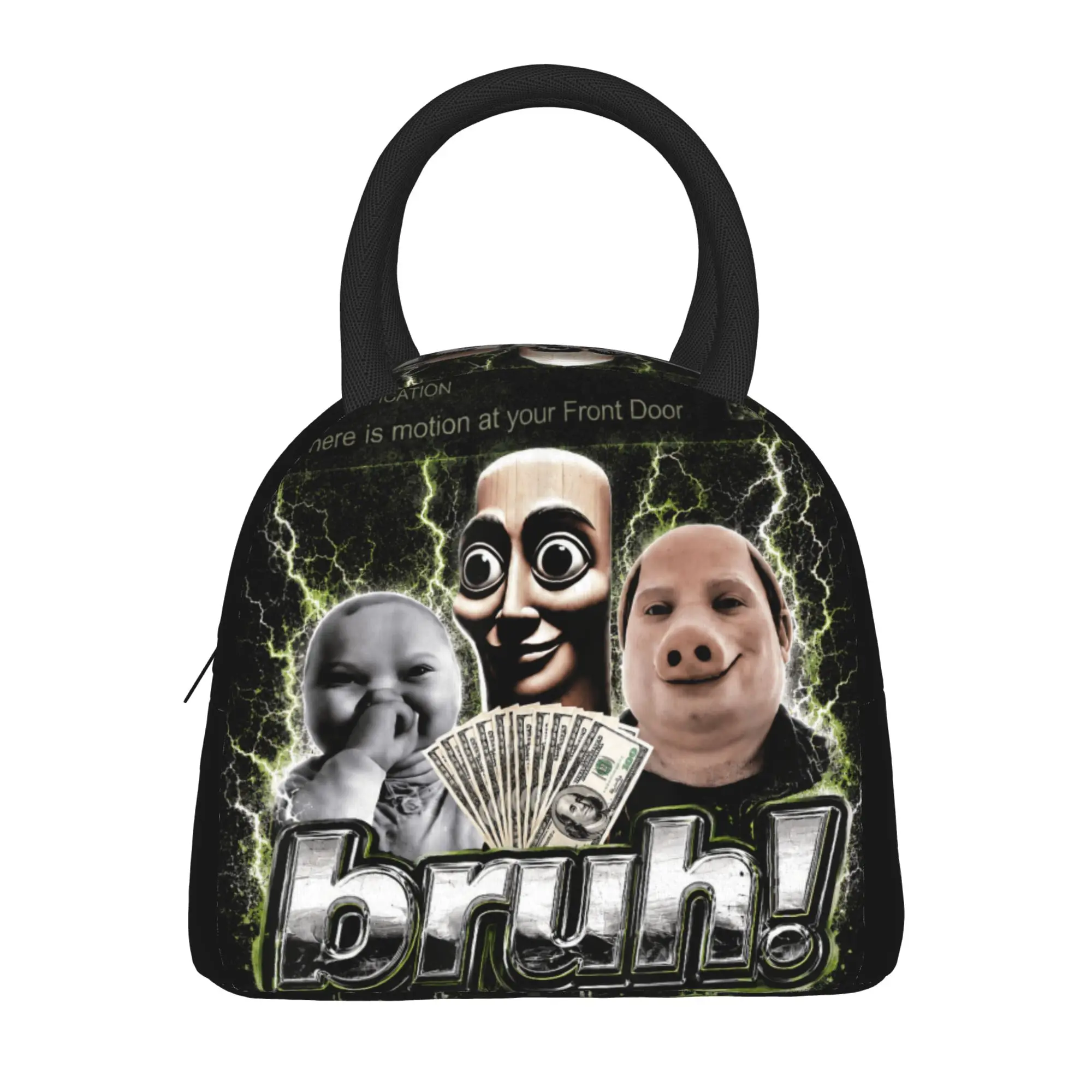 Motion At Your Front Door Tung Sahur John Pork Ai Baby Meme Lunch Bag For Women Lunch Box Office Cooler Bag Oxford Lunch Bags