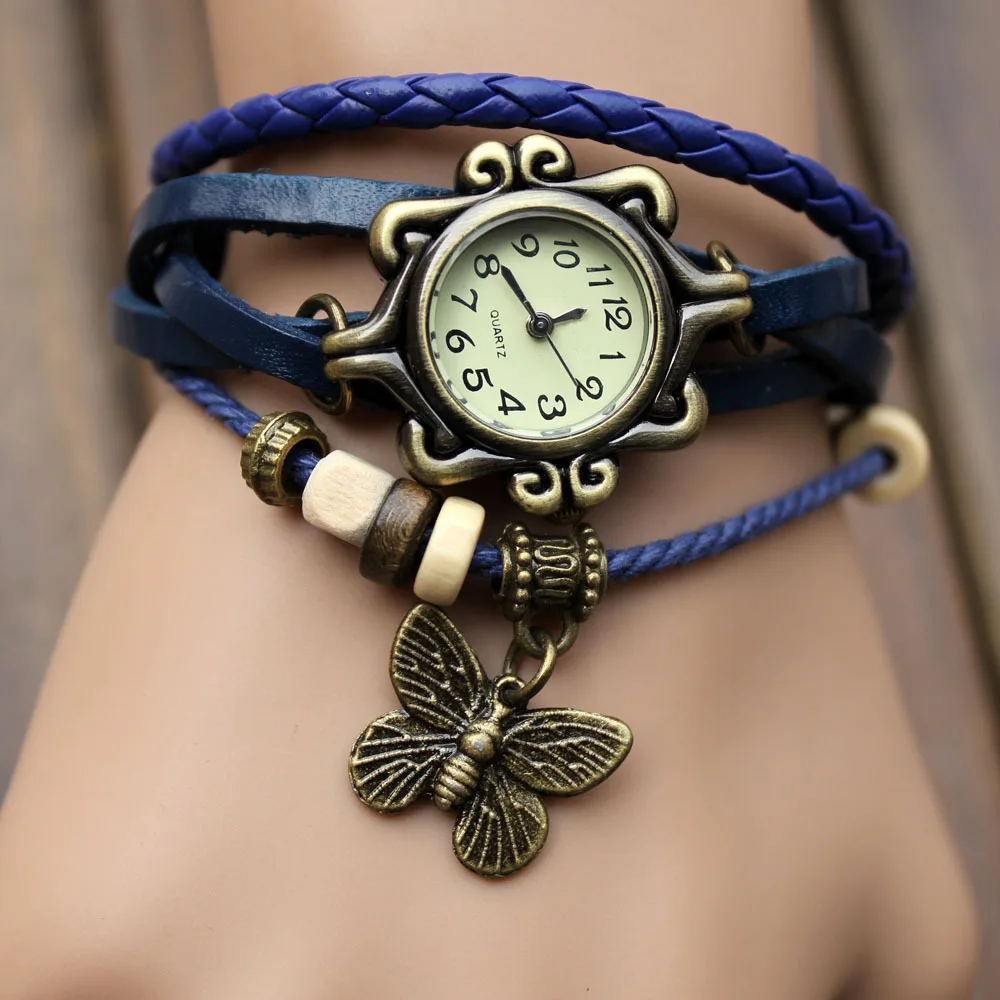 Antique Women Watch Leather Wrapped Bracelet Women Quartz Wristwatch Ladies Clock Gift Watch relojes de mujer