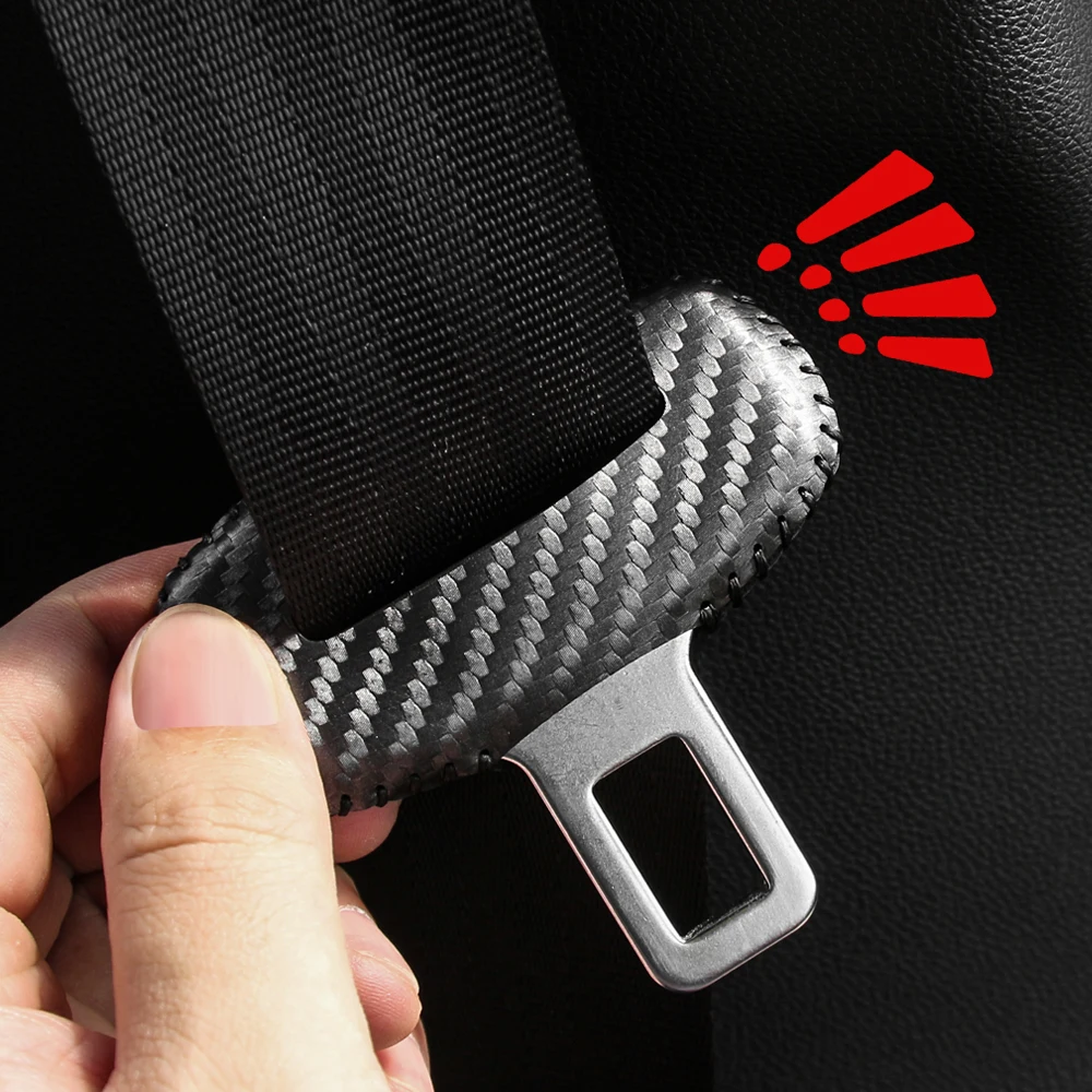 Carbon Fiber Universal Car Seat Belt Buckle Clip Protector leather Interior Button Case Anti-Scratch Cover Safety Accessories