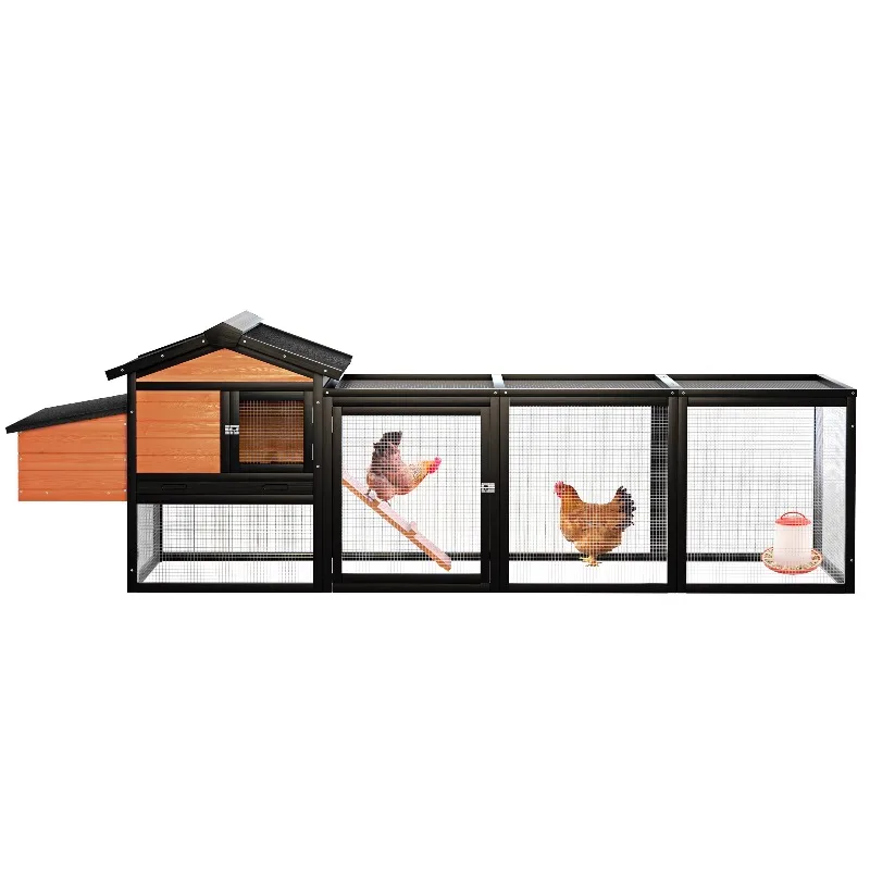 Wooden Chicken Coop, Large Outdoor Hen House with Nesting Box Poultry Cage for Commercial Equipment and Animal Supplies