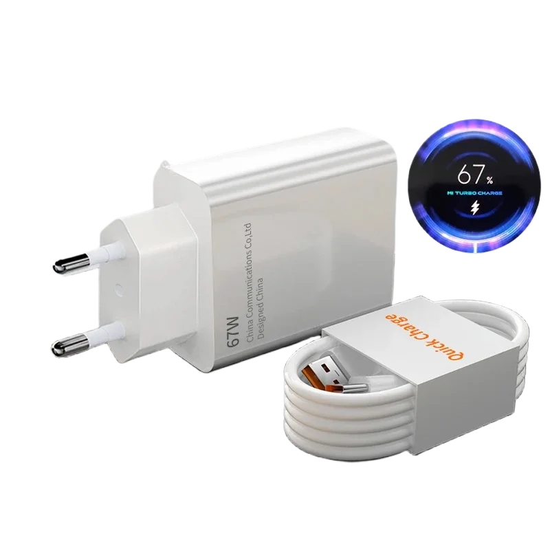 Für Xiaomi 67W USB Superschnelles Ladegerät Netzteil Mi 12 11 6A Typ-C-Kabel POCO X5 X4 Pro Note 9 10 11 Aufladung